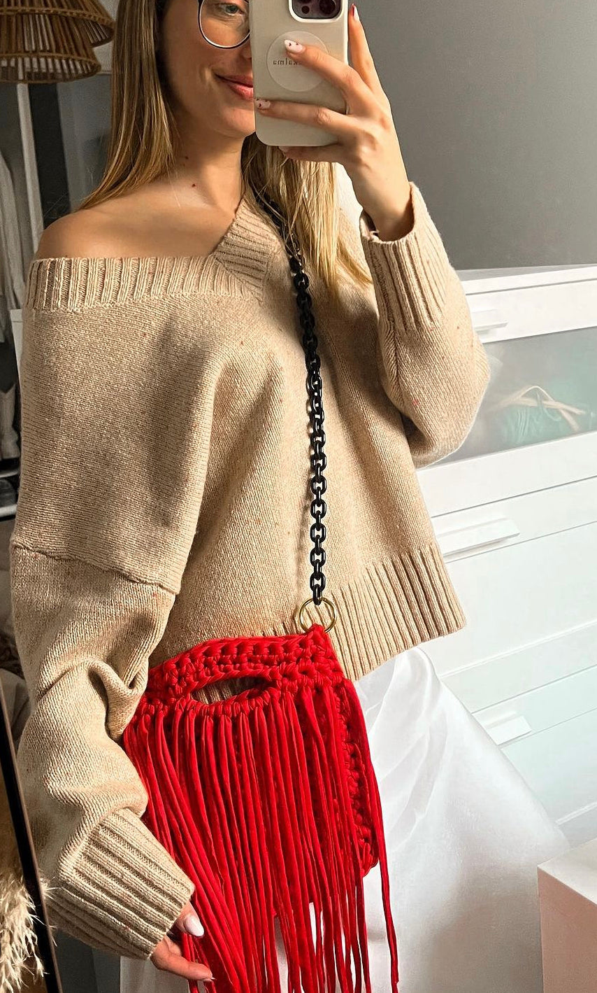 PATRÓN: BOLSO DE CROCHET CON FLECOS