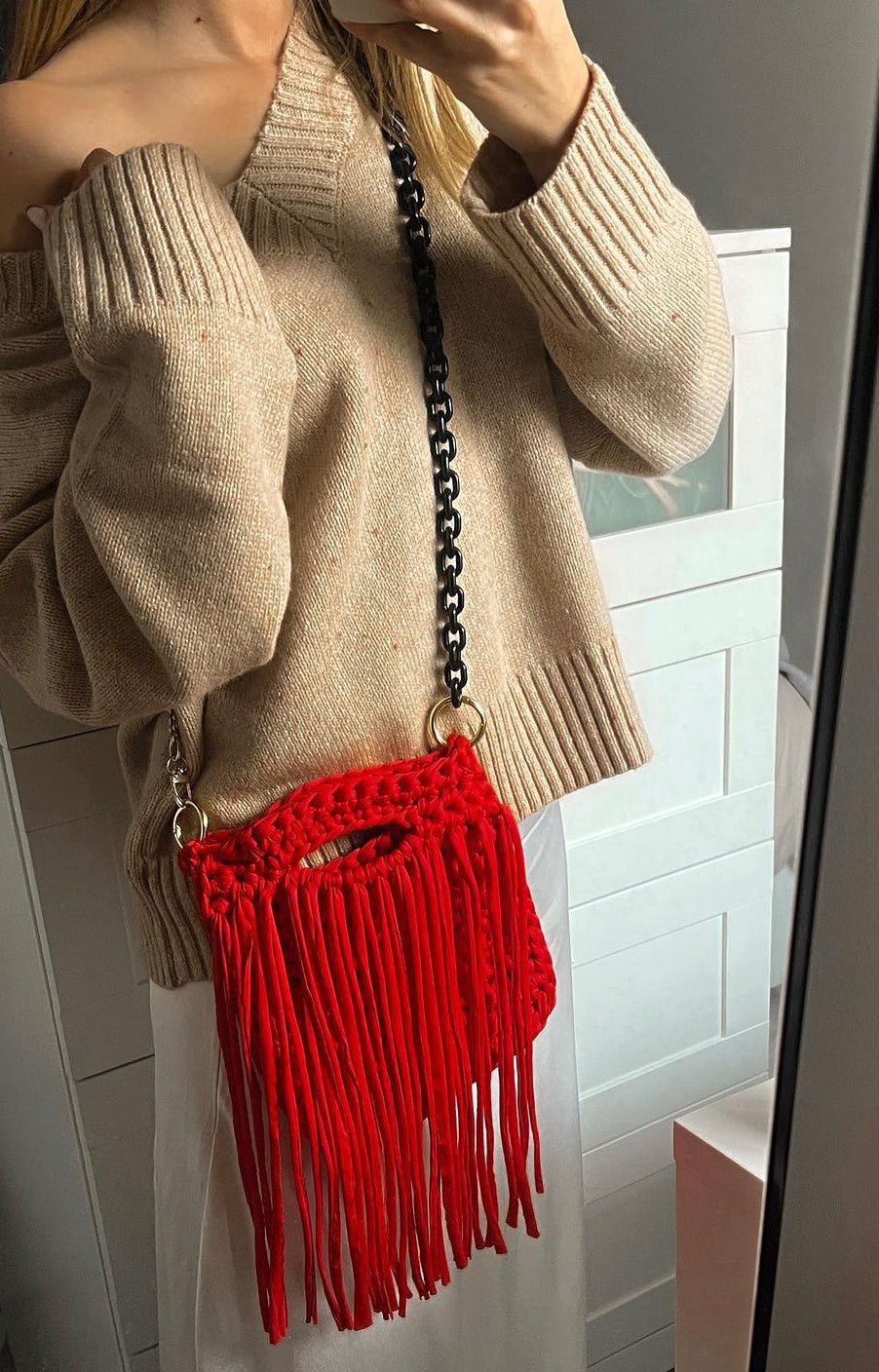 PATRÓN: BOLSO DE CROCHET CON FLECOS